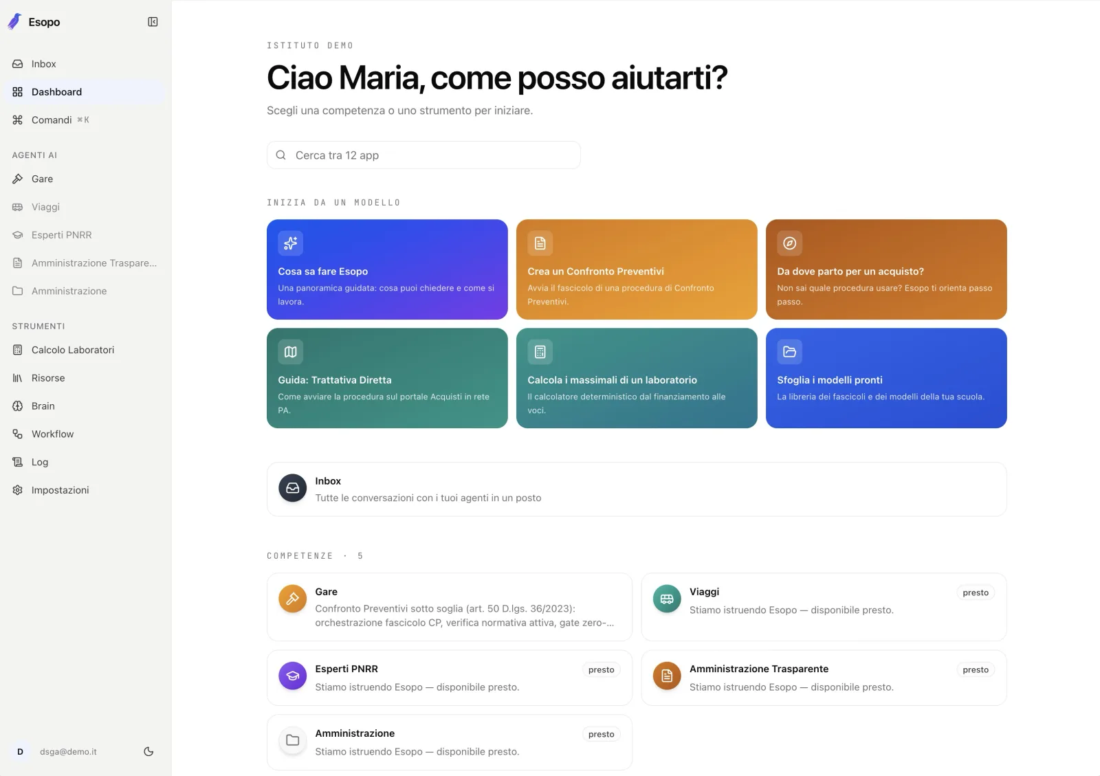 Dashboard di Esopo: competenze e strumenti della segreteria in un unico spazio